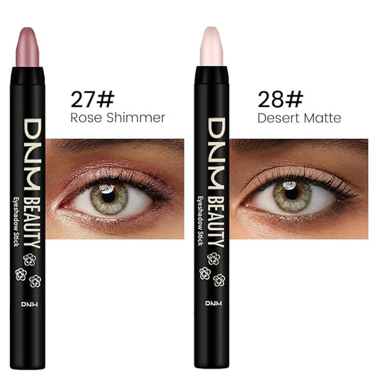 Kaely 2Pcs Cream Eyeshadow Sticks Set for Eyes Waterproof,Rose Shimmer & Desert Matte Eye shadow Stick Pencil Pen Bulk sombras en crema para ojos 27+28