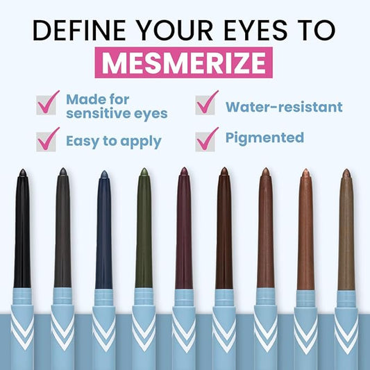 PrimeEyes Glide Eyeliner for Mature Women – Waterproof, Long-Stay and Mess-Proof – Gel Creme Texture, Discreet Sharpener and Effective Smudger (Mulberry)