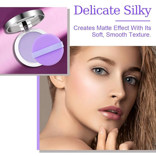 2PCS Oil Control Face Pressed Powder,zxbaers Chillab Lavender Matte Powder,Matte Smooth Setting Powder Makeup, Waterproof Long Lasting Finishing Powder, Flawless Lightweight Face Cosmetics