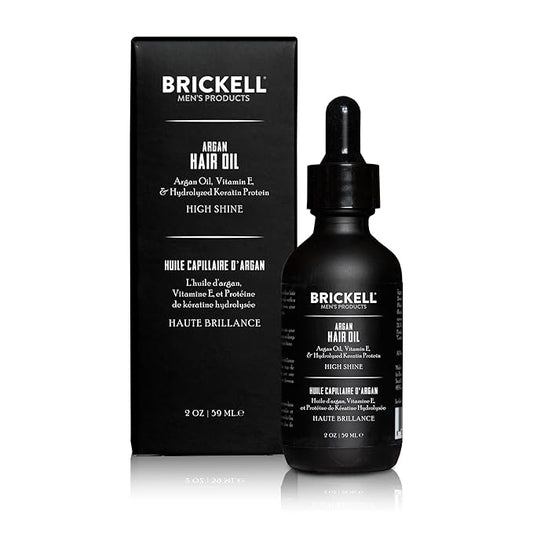 Brickell Men's Argan Oil for Hair, Natural and Organic Hair Oil For Men, Lightweight Hair Treatment, 2 Ounce, Scented