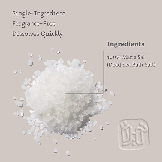 Dead Sea Salts for Soaking Relaxing Sea Salt Bath Soak for Body Rejuvenation - Natural Mineral Salts - Coarse Dead Sea Salt Unscented Bath Salts for Women & Men (8.82 oz)