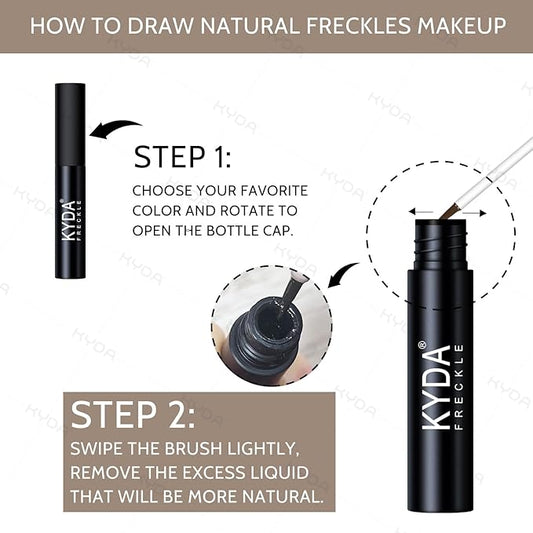 KYDA 2 Colors Liquid Freckle, Natural Freckle Makeup Pen, Longlasting Face Freckle Liquid Makeup, Soft Dot Sopt Pen Magic Freckle Color-Light Brown&Dark Brown