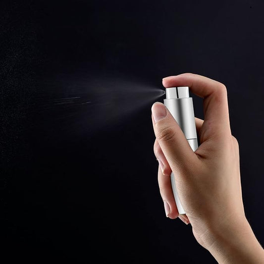 2 PCS/8ml Portable Mini Perfume Atomizer bottles, Empty Refillable Spray Bottle with 3 Types of Refill Tools, Pocket Travel Perfume Sample Bottles(Matte Black&Silver)