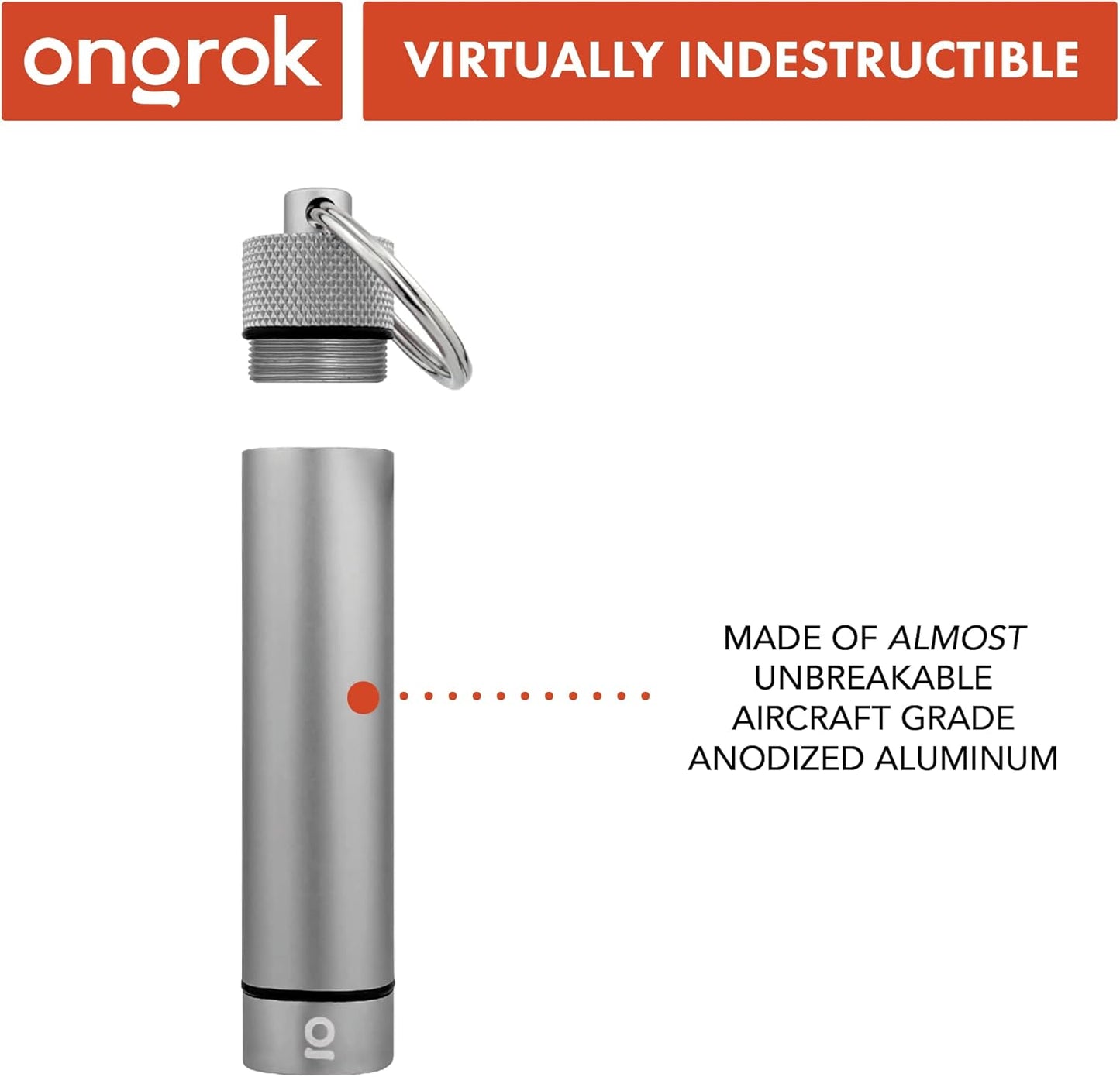 ONGROK Premium Storage Tube, Keychain, Pocket-Sized, Airtight, Aluminum Metal Holder and Case (Gun Metal)