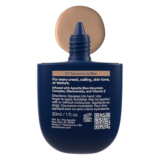 APOSTLE Reclaim Tinted Moisturizer for Men (7 Savanna La Mar) Niacinamide, Vitamin E, Squalane, Hyaluronic Acid, Tinted Face Moisturizer For Men.Hydrates, Evens Skin Tone 1 Fl. Oz.