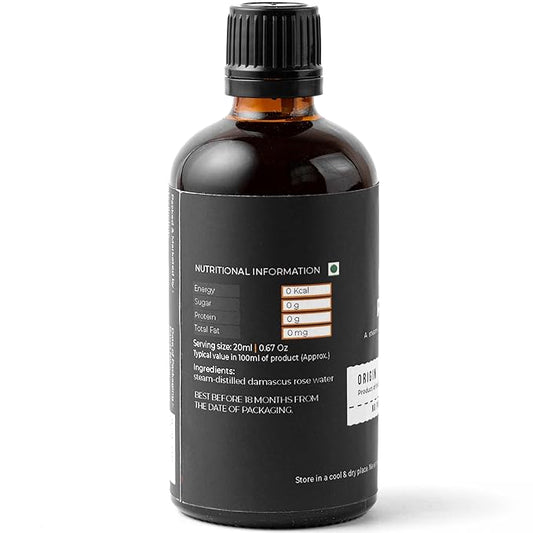 govedic Rose Water for Cooking, Baking, Cocktails | 100% Food Grade Rose Water | Face & Hair Care | Steam-Distilled Edible Damask Rose | 100 ml 3.38 Oz