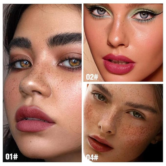 evpct 3Pcs Peel Off Lip Stain Tints, Maroon Mauve Nude Brown Matte Liquid Lipstick Lip Stain Long Lasting Waterproof for Women, Non-stick Cup Lipstick Peel Off Highly Pigmented Smudge-proof Liptint