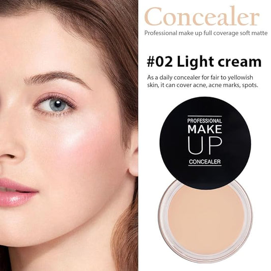 Kaely Pot Concealer Full Coverage Set,under Eye Brightener Concealer for Conceals Dark Circles,Waterproof Foundation Face Makeup Brush Kit,Color Correcting Concealer,Eye Ring corrector de ojeras 02