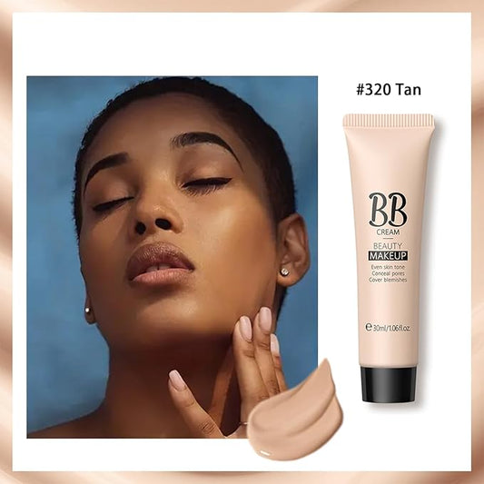 KWOLYKIM 2PCS Hydrating Makeup BB Cream, Tinted Moisturizer Face Makeup BB Cream Foundation Waterproof Concealer Clean Brighten Color Correcting Cream Nude Makeup Long Lasting for All Skin(Tan)