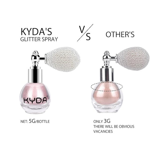 KYDA Highlighter Powder Spray, Glitter High Gloss Spray Shimmer Sparkle Powder Makeup Spray, for Face Body Cosmetic-Soft Pink