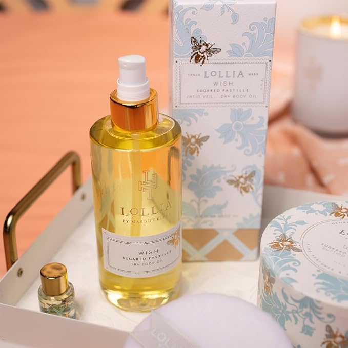 LOLLIA Wish Dry Body Oil, 6.8 Fl. Oz. – Sugared Pastille – Women’s, Scented, Moisturizing, Dry Body Oil for Women, For All Skin Types