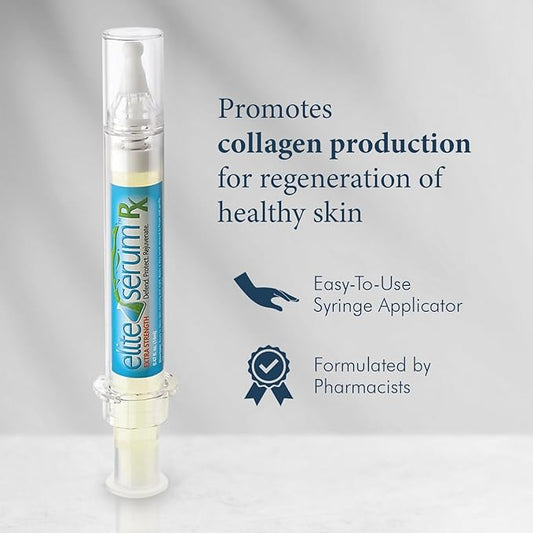 Elite Serum Rx - Anti Aging Under Eye Serum for Dark Circles and Puffiness with 8 Patented Peptides - Extra Strength Lifting and Firming Treatment for Wrinkle Repair and Eye Bag Removal