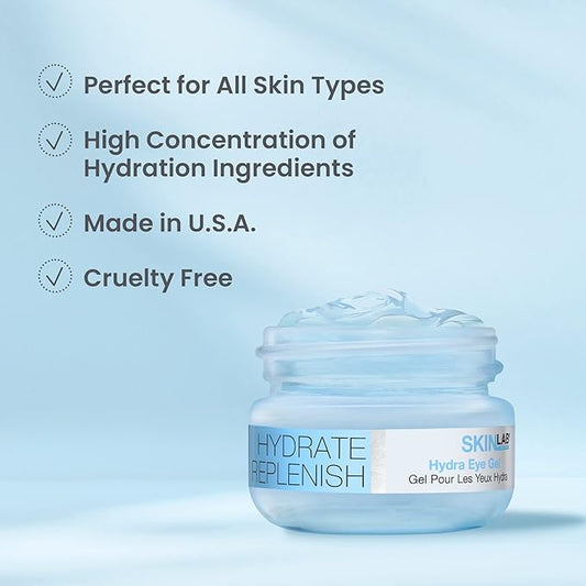 Hydrate& Replenish EYE CREAM- Gel Hydrator-Cream with Hyaluronic Acid & Marine Extracts, attracts moisture to the skin Algae And Seaweed Extracts to revitalize dull looking skin 0.5 Oz