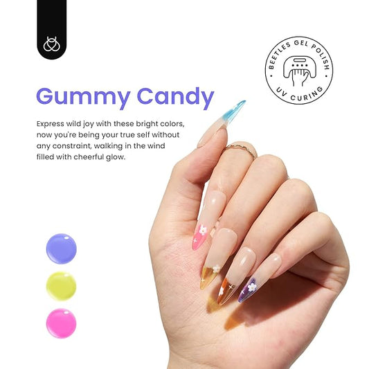 Beetles Neon Gel Nail Polish Set, 6 Summer Colors Jelly Gel Polish Kit Pink Orange Yellow Blue Green Purple Sheer Translucent Effect Soak Off UV French Nail Art Manicure Gifts for Girls Women