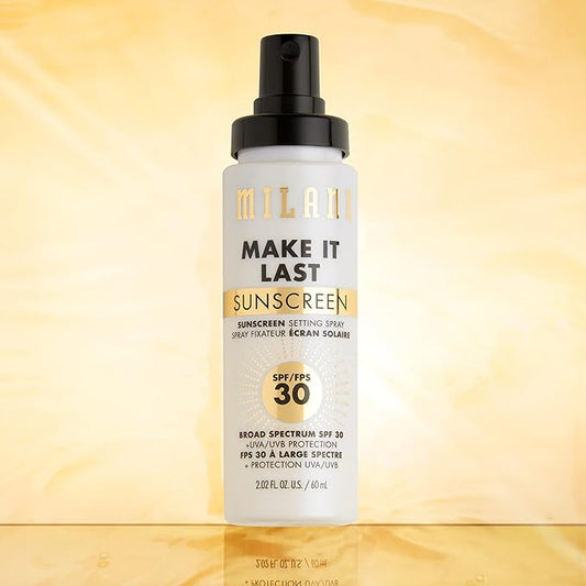 Milani Make It Last Sunscreen - Sunscreen Setting Spray with SPF 30 - Makeup Primer and Setting Spray with SPF30 Sunscreen, Long Lasting Makeup Finishing Spray - 2 Pack