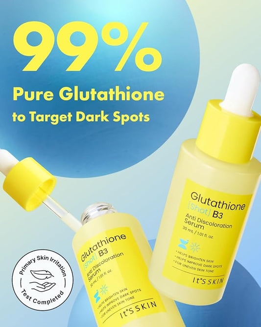 It'S SKIN Glutathione Shot B3 Serum 1.01 Fl Oz, Niacinamide Facial Serum, Dark Spot Corrector, Face Exfoliation, Hydrating Serum for Hyperpigmentation, Acne Scars, Blemish Spot, Korean Skincare