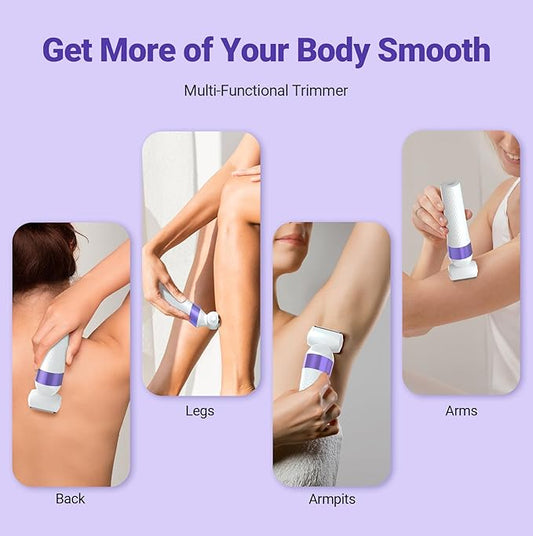 Bikini Trimmer for Women, IPX7 Waterproof Wet & Dry Electric Razors for Women, Bikini Legs Underarm Pubic Hairs Rechargeable Electric Shaver with 3 Trimmer Heads