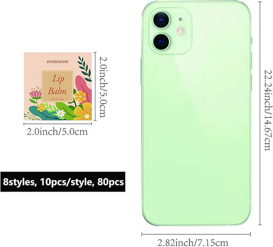 CRASPIRE Lip Balm Labels 80pcs Homemade Lip Balm Labels 2” Clear Lip Balm Labels for Tubes Printable Waterproof Lip Balm Stickers Labels for Lip Balm Handcream Candle Container(Flowers-Orange Yellow)