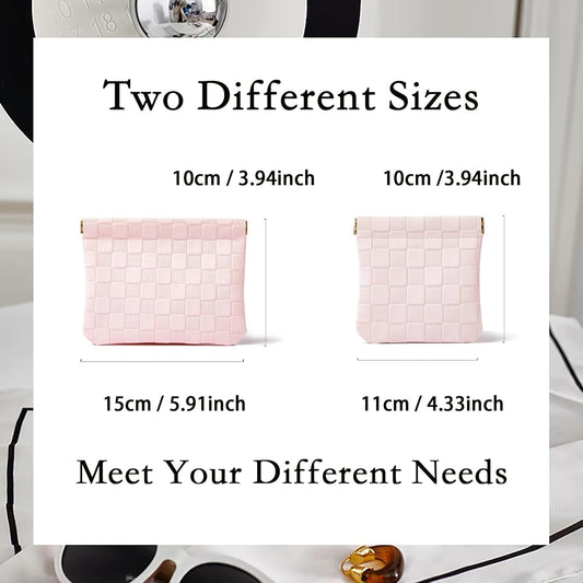 2 PCS Small Makeup Bag for Purse Waterproof Mini Cosmetic Bag for Coin Lipstick Jewelry Portable Mini Makeup Bag Set for Women Small Cosmetic Pouch Makeup Organizer Pink
