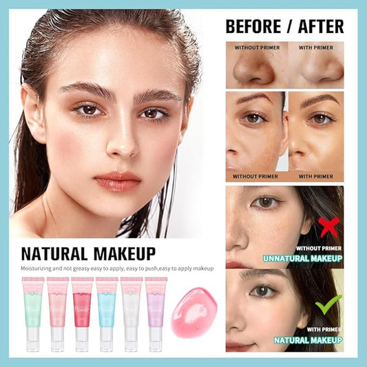 AKARY Gel-Based & Hydrating Face Primer For Smoothing Skin & Gripping Makeup with Vitamin C, Vitamin E, Retinol, Long-Wear Foundation Face Primer for Oil Control, Even Fine Lines, 0.81 Fl Oz, 04 Grape