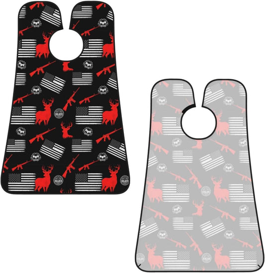 Beard Trimming Catcher Apron, Waterproof Non-Stick Grooming Bib for Shaving, Ideal for Men Dad Father’s Day, Thin Red Line American Hunting Deer Flag Shave Bib