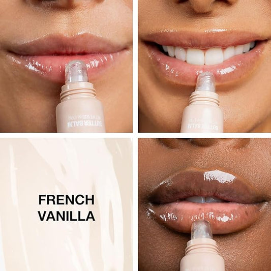 Palladio Butter Balm - Hydrating Lip Balm with Sheer Tint, Aloe, Peptides, Shea Butter, and Vegan Formulation for Instant Moisture, Shine, and Soothing Lip Care, French Vanilla