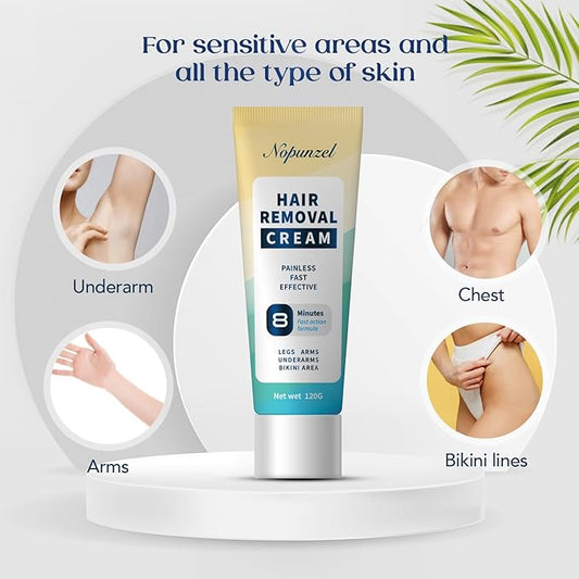 Hair Removal Cream for Women, Men - Bikini, Intimate Areas - Painless Depilatory for Body, Legs, Arms, Underarms, Private Areas - 120g