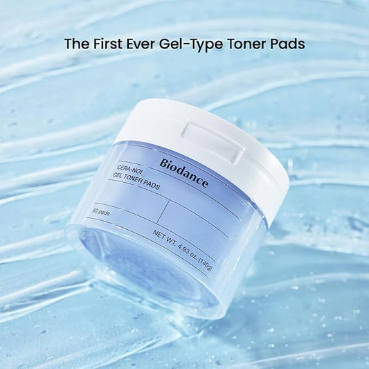 Biodance Cera-NOL Gel Toner Pads, Hydrating & Soothing for Sensitive Skin, Redness Reducing, Gentle Exfoliating Toner Pads, Korean Skincareㅣ4.93 fl.oz.(140g)*60Pads