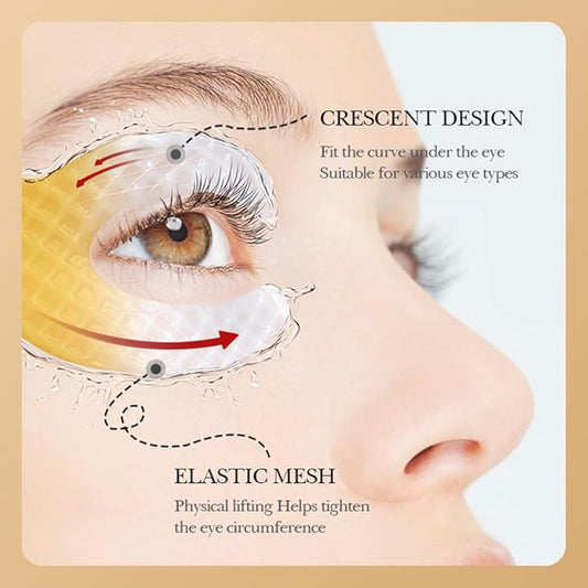 3D Crescent Design Under Eye Patches (5 Pairs) - Crystal Under Eye Mask with Eye Cream, Specifically for Canthus Wrinkles and Dryness Around the Eyes (Crystal)