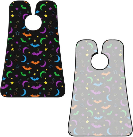 Adjustable Beard Catcher Apron, Halloween Goth Bat Gothic Moon Star Shave Bib, Non-Stick Waterproof Grooming Bib, Shaving Essential for Men Dad Christmas