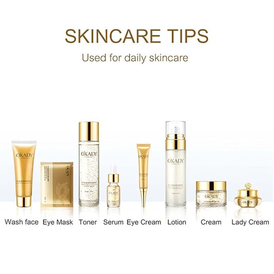 skincare set Anti Aging Skin 10-piece Daily Care Routine Kit With Vitamin C and Peptides Facial Cleanser Eye Mask Toner Serum Eye Cream Lotion Cream Lady Cream Gifts sets for Valentine's Day