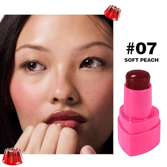 Cooling Water Jelly Tint Stick,Multi-Use Juicy Love Blush, 3-In-1cheek Blush & Eyeshadow & Lip Tinted Long-Lasting Moisture Stick,Bouncy Jelly Texture,Creates A Moist Watercolor Effect (#07, 0.32oz)