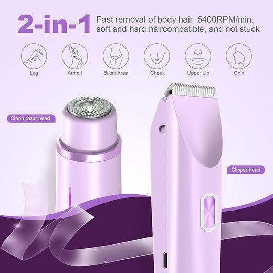 2025 New Bikini Trimmer for Women,Dermave Bikini Shaver,2-in-1 Electric Razors for Women(Purple)