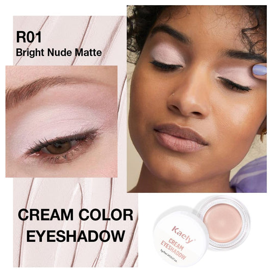 evpct Matte Bright Nude Single Cream Eye Shadow Palette Pot Makeup for Older Women, Highly Pigmented Monochrome Cream to Powder Eyeshadow Palette Matte Liquid eyeshadow, Natural Waterproof Blendable