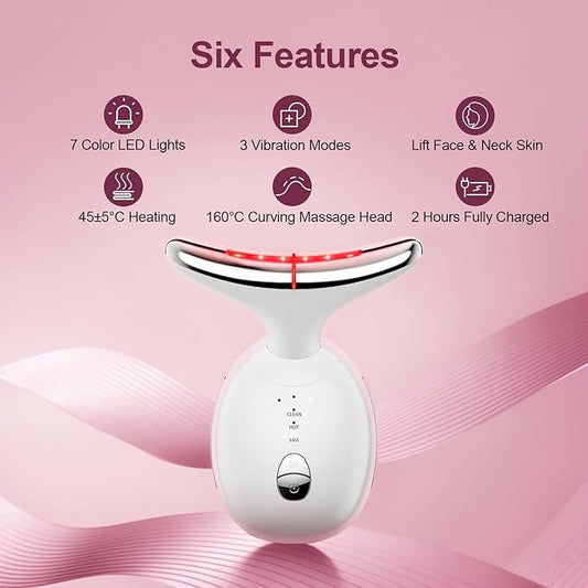Facial & Neck Massager: Red Light Therapy for Women, Skin Lifting Beauty Device,7 in 1 LED Facial Sculptor Tool for Women's Daily Skincare