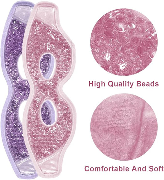 Jakuva 2PCS Cooling Eye Mask Sleeping Mask, Ice Eye Mask & Cold Eye Packs & Heat Cold Compress Pack Eye Spa Pad for Puffy Eyes,Puffiness,Headache,Stress Relief (Pink&Purple)