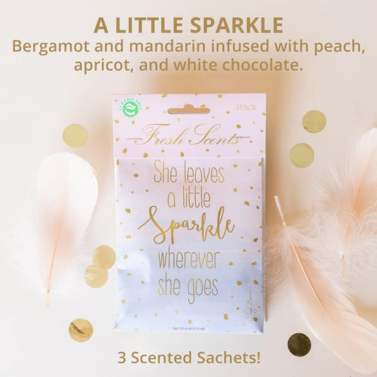 Willowbrook | Fresh Scents Scented Sachet Packet | Little Sparkle | Air Freshener Bags for Drawers, Closets, Cars | 6 Pack | Long Lasting Home Fragrance