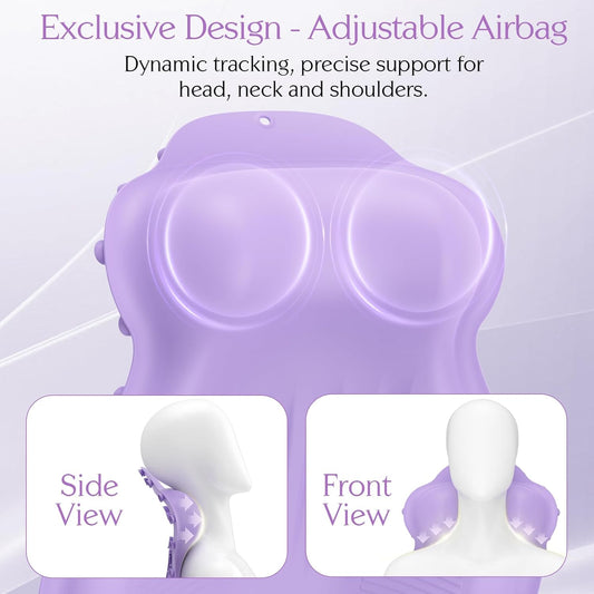 Silicone Bath Pillow, New Material Bath Pillows for Tub Head Neck and Back Support, Bath Tub Pillow with 4D Press Inflatable Airbag and Non-Slip Strong Suction Cup, Quick-Drying, Easy to Store, Purple