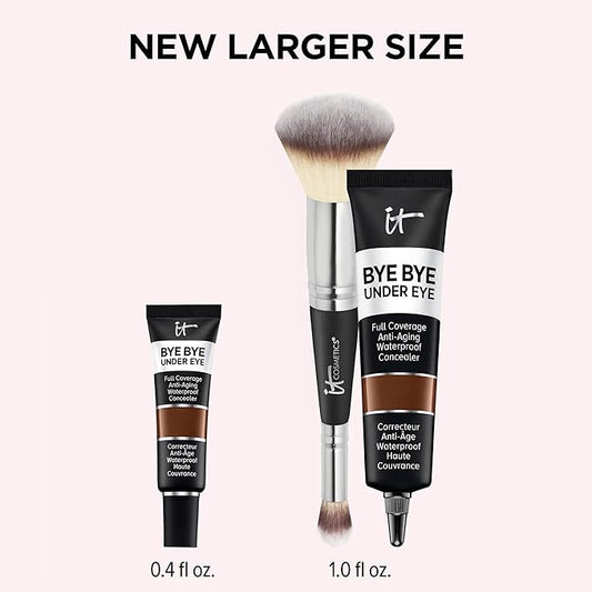 IT Cosmetics Makeup Set - Includes Supersize Bye Bye Under Eye Concealer (44.0 Deep) + Heavenly Luxe Complexion Perfection Concealer Brush (1 fl oz) - with Collagen, Hyaluronic Acid & Antioxidants