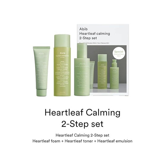 Abib Calming 2 Step Set with Cleanser I Heartleaf Calming Trio, All in One, Soothing Acne, Pimple, Mild Acidic for Senstive Skin, Irritated Skin