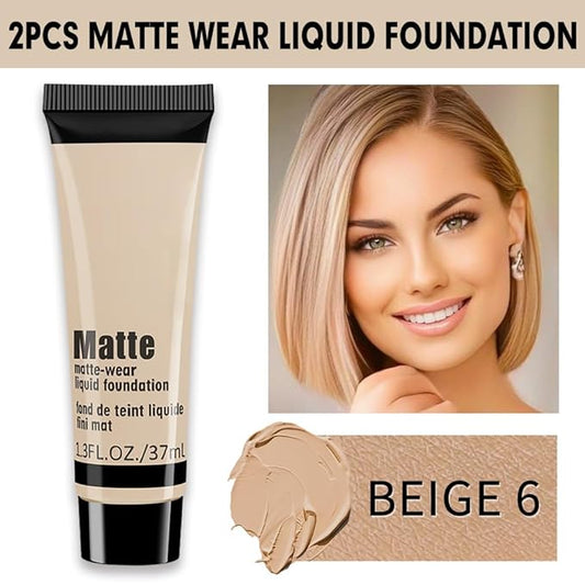 1 Pack Liquid Foundation Cream for Face Makeup,Durable Full Coverage Matte Concealer Make Up,Oil Control & Waterproof Base Primer -1 Fl.Oz-BEIGE 4#