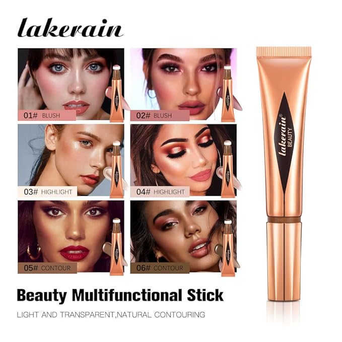 3 Pcs YU KUI LX Liquid Beauty Stick, Highlighter Makeup, Blush Stick, Liquid Highlighter, Contour StickMultifunctional Beauty Stick,Beauty Cream With Cushion Applicator (01#+03#+05#)