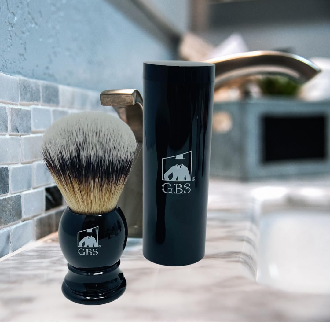 G.B.S Shaving Brush Canister, Travel Case Tube for all kind of brushes, Shave Brush Holder, Black