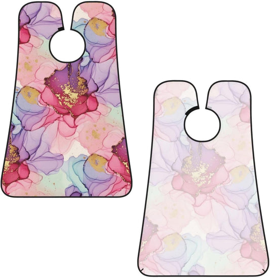 Non-Stick Beard Bib for Shaving, Pink Gold Marble Ink Art Painting Watercolor Shave Bib, Waterproof Hair Catcher with Suction Cups, Grooming Apron Men Husband