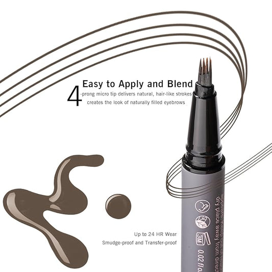 Deep Brown Eyebrow Pencil with 4 Prong Precise Tip, Dark Brown Eyebrow Pen for Natural Hair-Like Brows, Last for 24H YES.EYE DO (Bitter Chocolate-Deep Brown)