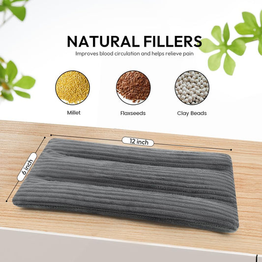 Microwave Heating Pad 6 x 12 Heating Pad Microwave, Microwave Bean Bag Heating Pad for Neck and Shoulders, Moist Heat Pack Pillow Warm Compress for Muscles, Joints, Abdomen (Dark Gray) - 2 Pack