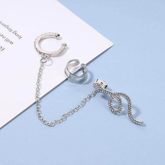 Punk Snake Cuff Chain Earrings Gold Serpent Cartilage Earrings Snake Ear Wrap Earrings Gothic Snake Helix Chain Earrings Gold Long Chain Earrings Jewelry for Women and Girls