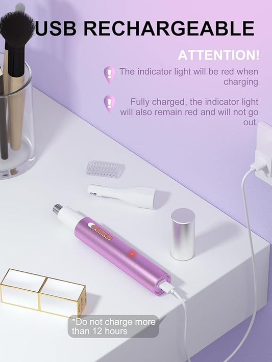 Nose Hair Trimmer for Women Men,2025 Rechargeable 2 in 1 Eyebrow & Facial Trimmer, Professional Painless Ear Hair Trimmer with Powerful Motor and Dual-Edge Blades Easy Cleansing (Purple)