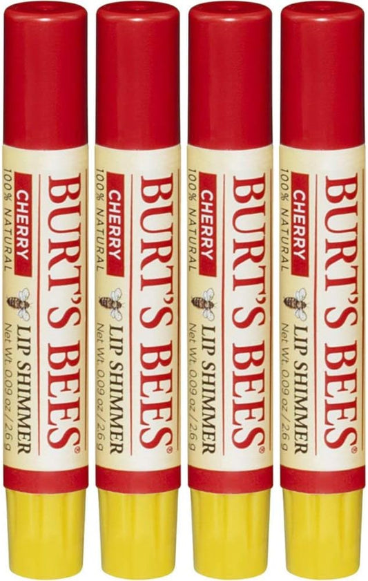 Burt's Bees Lip Shimmer, Cherry 0.09 Ounce (Pack of 4)