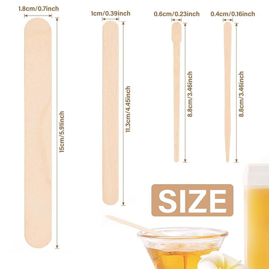 4 Style 500 Pcs Waxing Sticks Assorted Wax Applicator Sticks For Body Legs Face With Small Medium Large Sizes Wood Popsicle Sticks For Waxing Or Wood Craft Sticks